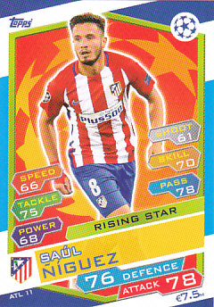 Saul Niguez Atletico Madrid 2016/17 Topps Match Attax CL Rising Star #ATL11